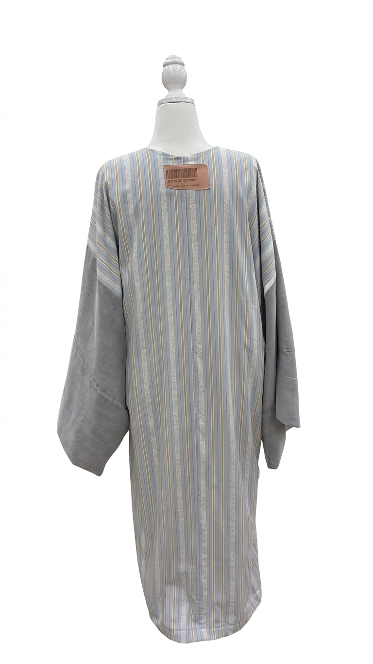 Striped kimono robe  on a mannequin with a white background